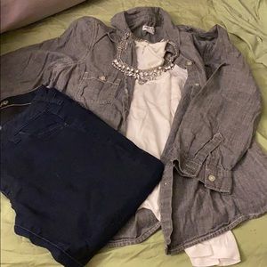 Old Navy small dark grey denim button down